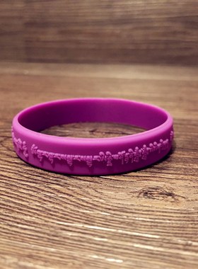 五咒合一观音文殊凹凸浮雕软硅胶手链护身藏文经橡胶腕带情侣手环