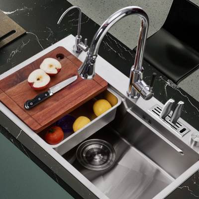 厨房304不锈钢阶梯式手工水槽洗菜盆洗碗池台上台下大单槽台阶盆