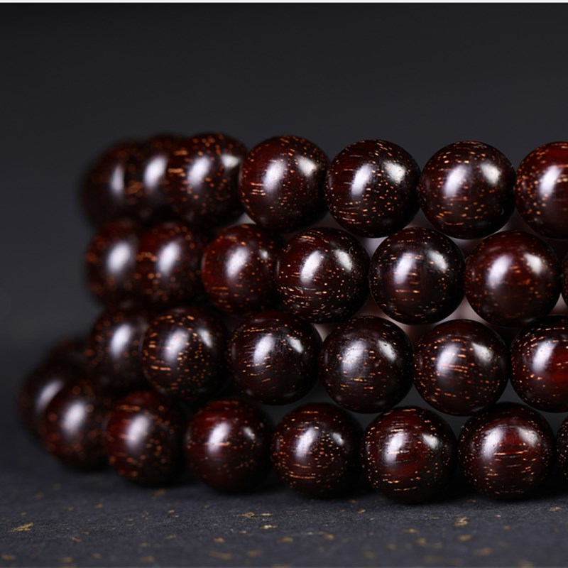 文玩印度老料小叶紫檀木108颗佛珠手链项链高密度高油性念珠手串