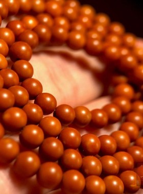 橄榄核尖0.5小珠子108正圆光珠手串长串核雕脖挂圆珠项链隔珠配饰