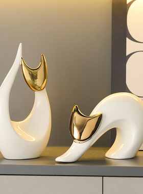 北欧简约现代招财猫摆件创意轻奢家居客厅电视柜酒柜桌面装饰摆设