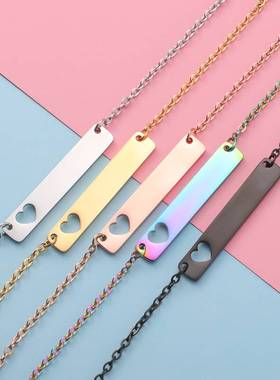 Bar Neckl Stainless Steel Rectangular Love Long Neckl Bar N