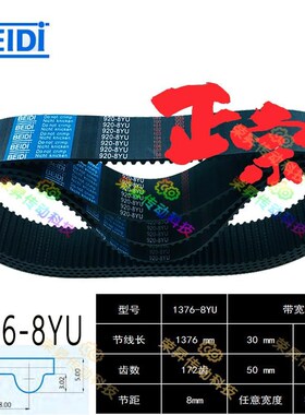中心8YU-137m6主轴皮带1376Y8M进口原料工艺齿形同步