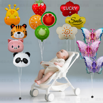 卡通动物头铝膜箔气球老虎狮子熊猫氦气飘空幼儿视觉踪追随跟道具
