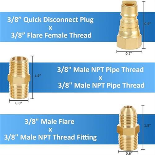 3/8英寸天然气快速连接配件套件LP丙烷气体软管快速断开组件组