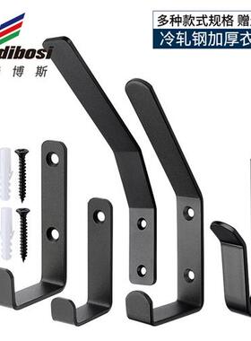 挂衣钩单个铁艺单钩创意金属浴室卫生间门后衣帽墙上黑色钩挂配件