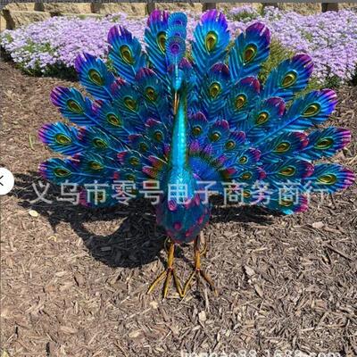 适配跨境爆款 Metal peacock statue 铁艺孔雀摆件庭院装饰品工厂