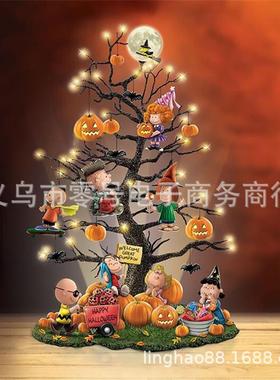 适配独立站 Illuminated Halloween Tree万圣节亚克力卡通树桌面