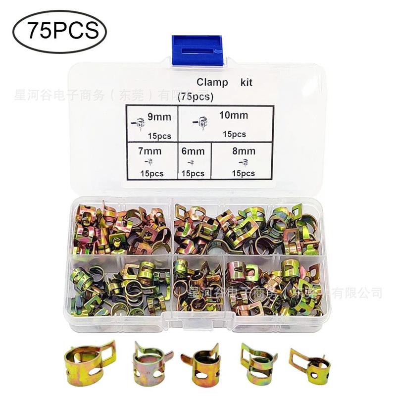 适配跨境供应 75PCS套装弹簧卡箍环箍卡箍喉箍水管夹M6M7M8M9M10