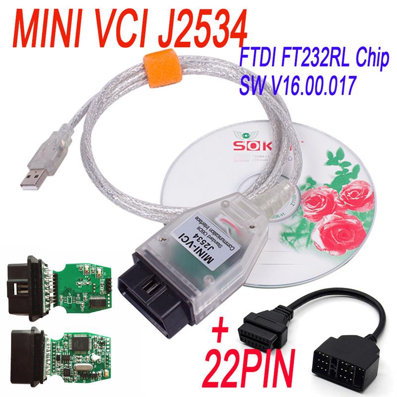 适配MINI VCI J2534 FOR TOYOTA TIS Techstream +22PIN 丰田诊断