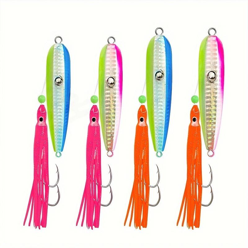 适配炎月假饵海钓船钓路亚铅鱼铁板饵夜光鱿鱼钩软饵双钩仿生鱼饵