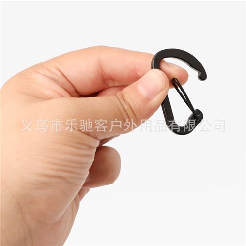 适用厂家供应高品质4号D型压扁铝合金弹簧扣全黑色钢丝扣钥匙挂扣