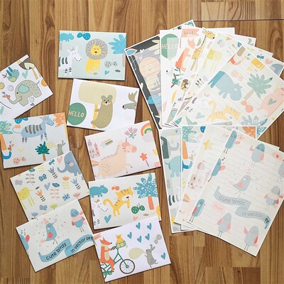 极速信纸信封套装可爱卡通ins幼儿园儿童信纸情侣情书表扬信笺稿