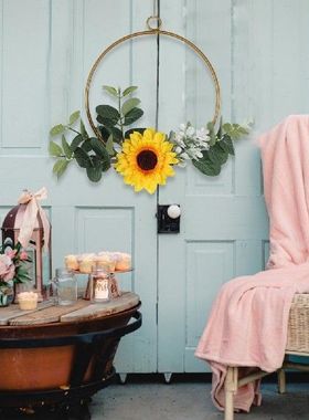 Rtificial Suower Metal Floral Hoop Wreath Set Of 3,Wall