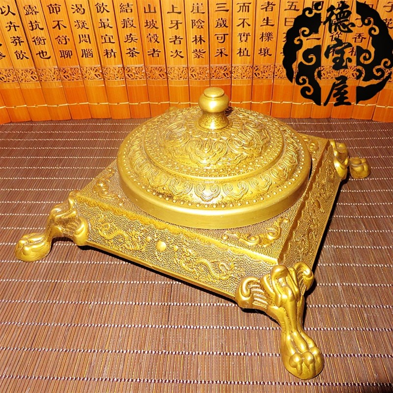 纯铜烟灰缸摆件带盖欧式黄铜工艺品创意复古创意客厅办公室大烟缸