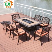 户外烧烤桌椅防水防晒防爆铸铝庭院花园大露台休闲桌椅组合
