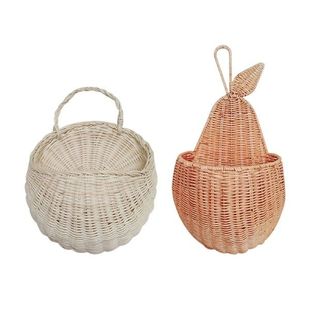Hangings Basket Wicker Flower Woven Rattan Wall