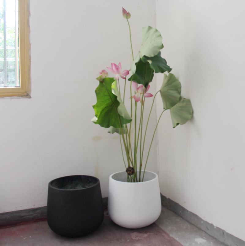 商场大号北欧圆形水泥花盆琴叶榕花箱客厅阳台室外绿植盆小号镁泥