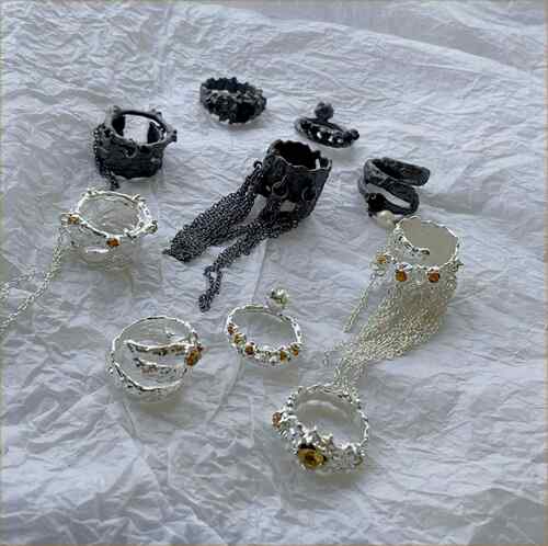 极速texture lava ring ring metal geometric irregular open ri