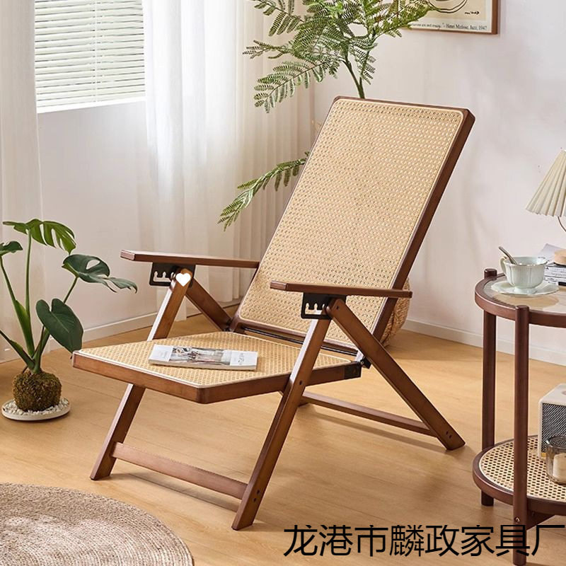 藤编竹折叠躺椅老人午休耐用