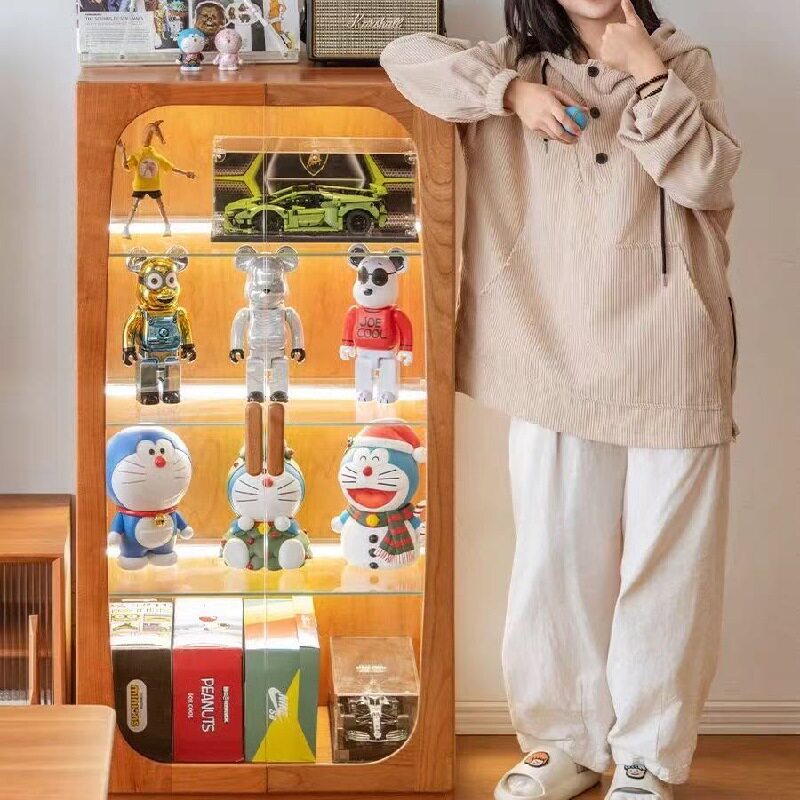 现代简约实木书柜展示柜 客厅陈列柜收纳柜玻璃门储物柜收纳柜