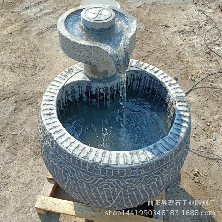 青石石雕鱼缸循环流水造景摆件