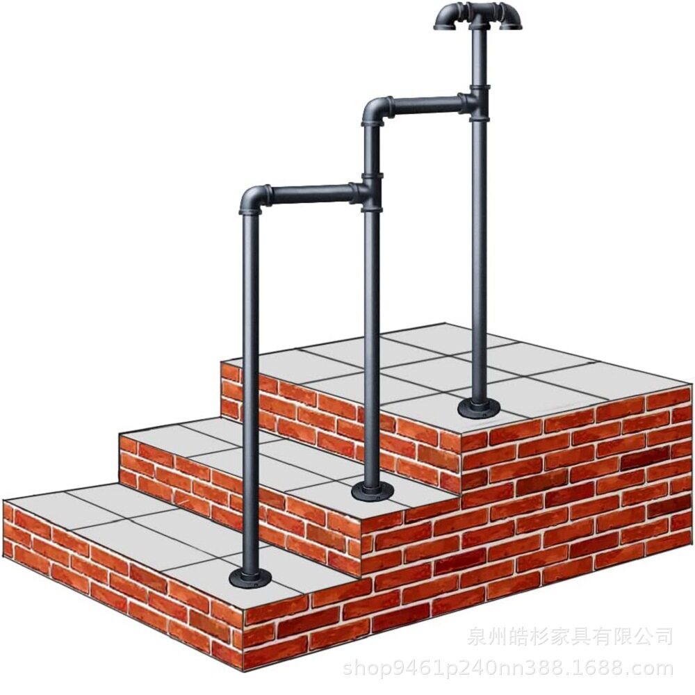 户外楼梯铁艺水管栏杆工业风