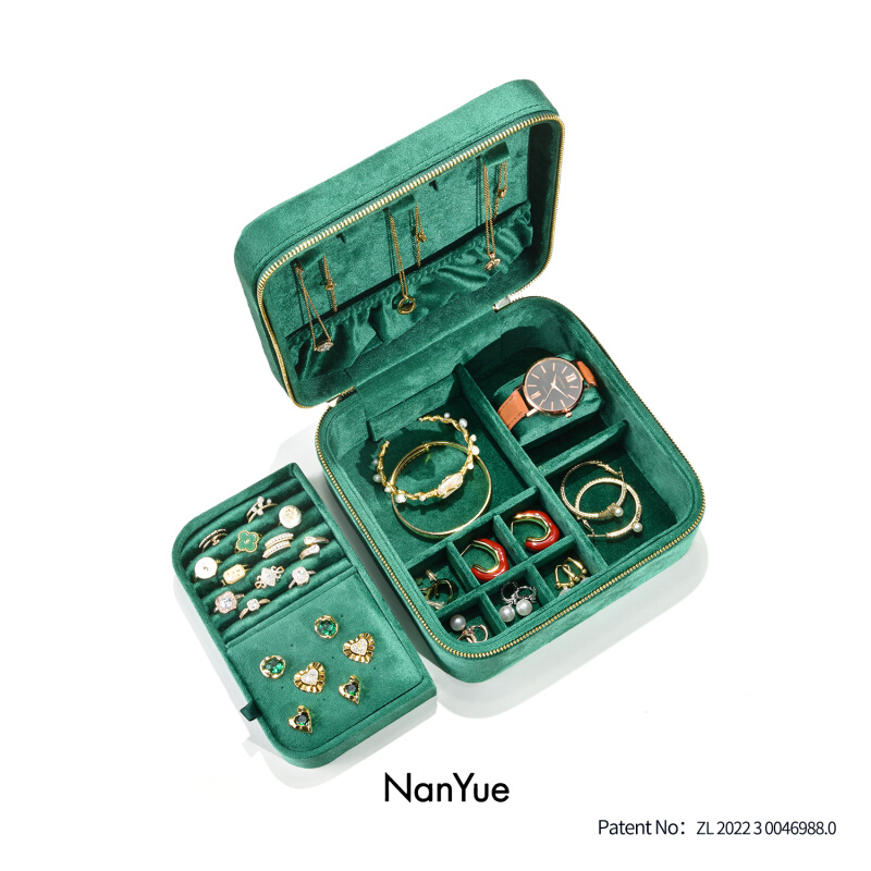 首饰盒包装家用天鹅绒首饰收纳盒多功能绒布双层大容量收纳盒