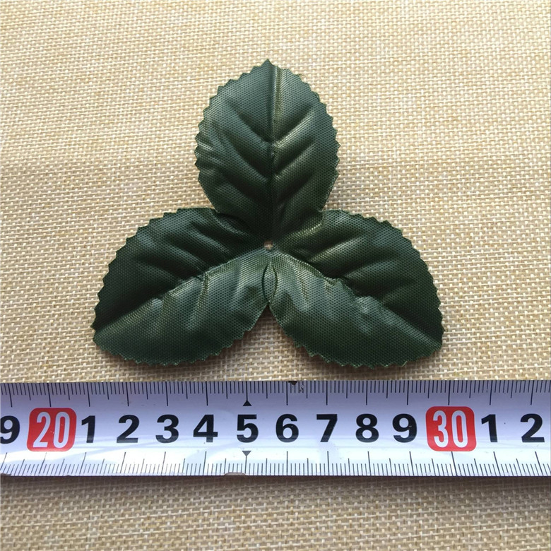 批发三角绢布仿真叶子 绿色叶片 丝网花底托配件 DIY花环材料