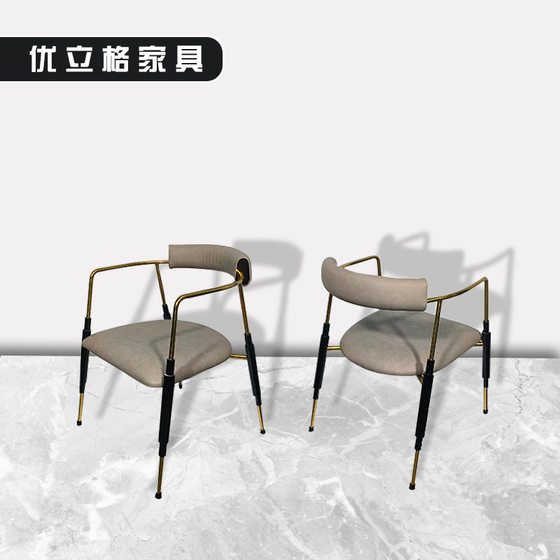 意式轻奢不锈钢软包单人餐椅