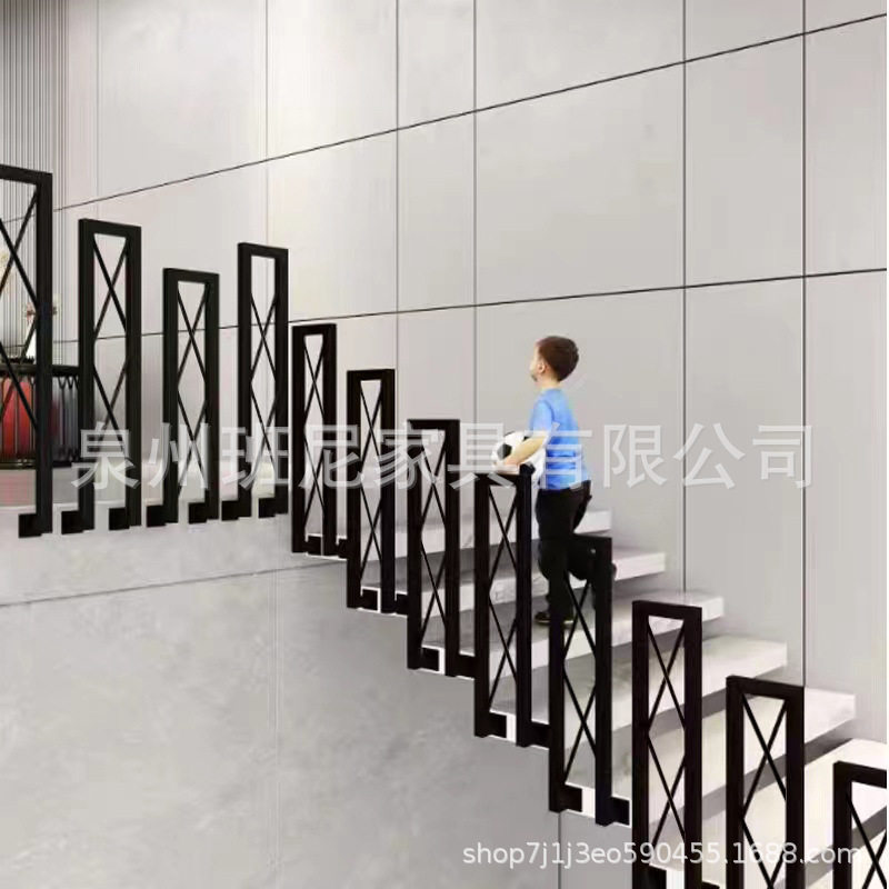 铁艺楼梯扶手梯步老人防护栏杆北欧简约创意栏杆家用围栏阁楼室内