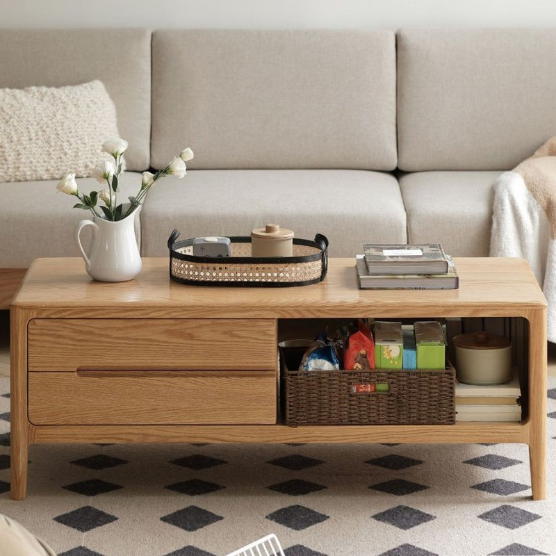 全实木茶水桌北欧风茶几现代简约木色茶桌小户型橡木默认项客厅J&