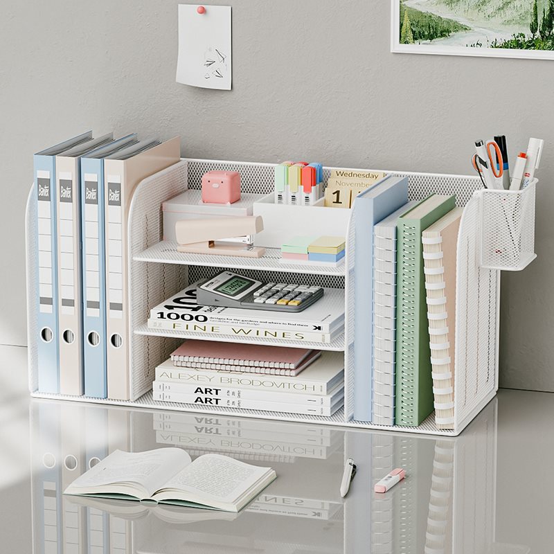 新品书架桌面简易办公室小型分层整理架子儿童学生书桌文件收纳置