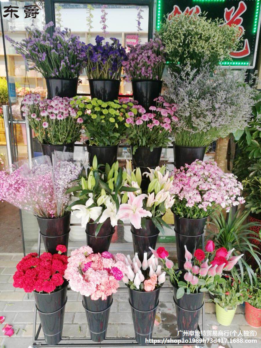 花店花架鲜花展示架货架多层阶梯可移动带轮养花醒花桶架花艺架子