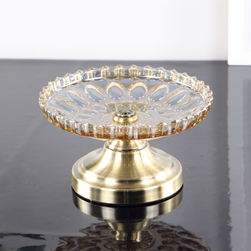 小号果盆新中式软装玻璃水果盘家居实用客厅茶几餐桌装饰果盘摆件