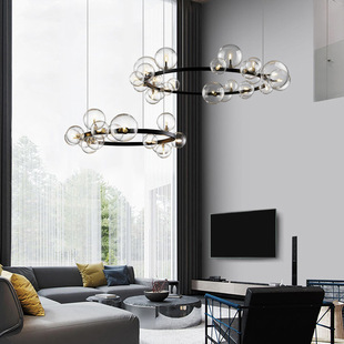 轻奢客厅灯现代简约北欧灯具卧室餐厅服装 店分子魔豆网红泡泡吊灯