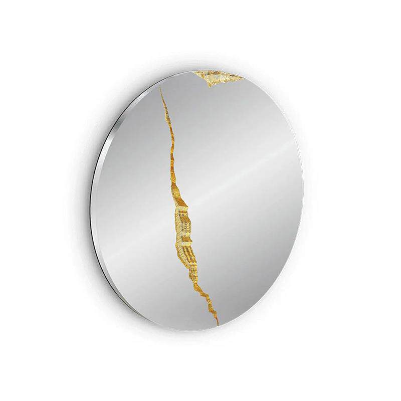 墙面装饰镜高级感入户客厅卧室创意金属不锈钢圆形壁挂玄关装饰镜