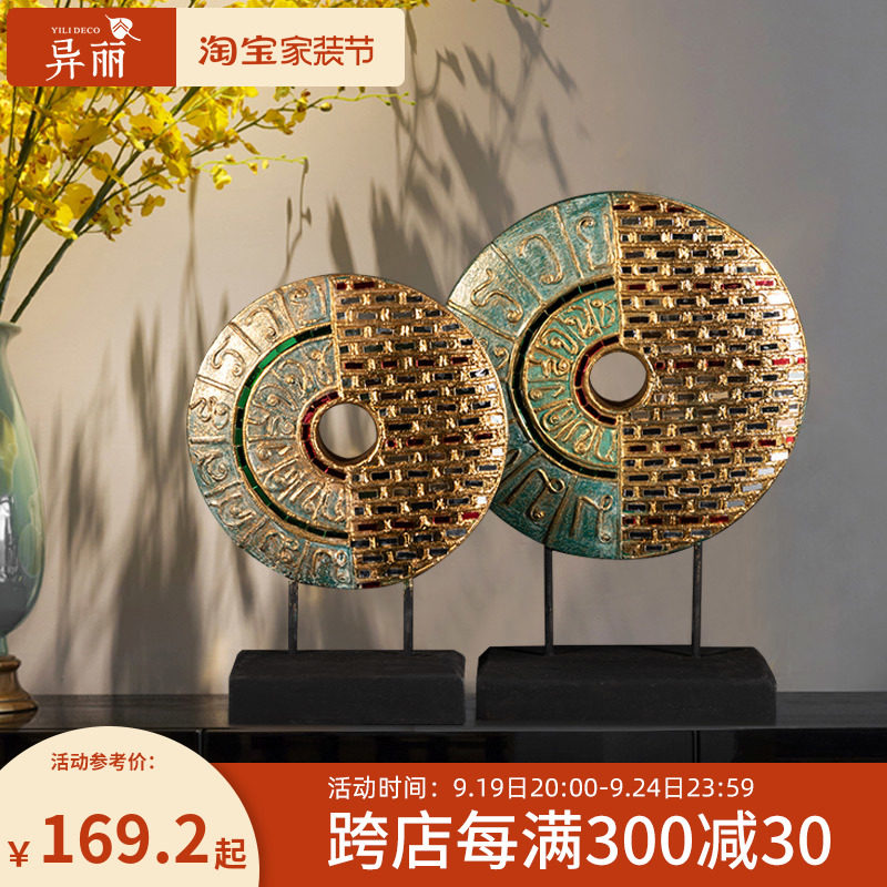 东南亚风格家居摆件泰式工艺品客厅玄关电视柜实木木雕装饰品