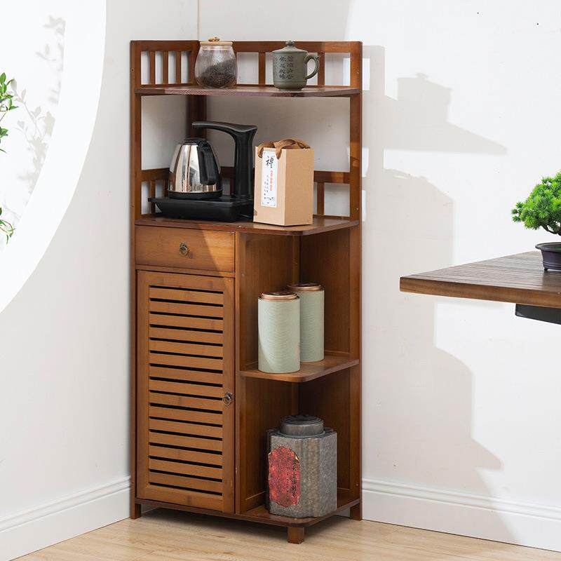 新中式转角落架置物架多层墙角边柜落地实木客厅储物角柜收纳架子