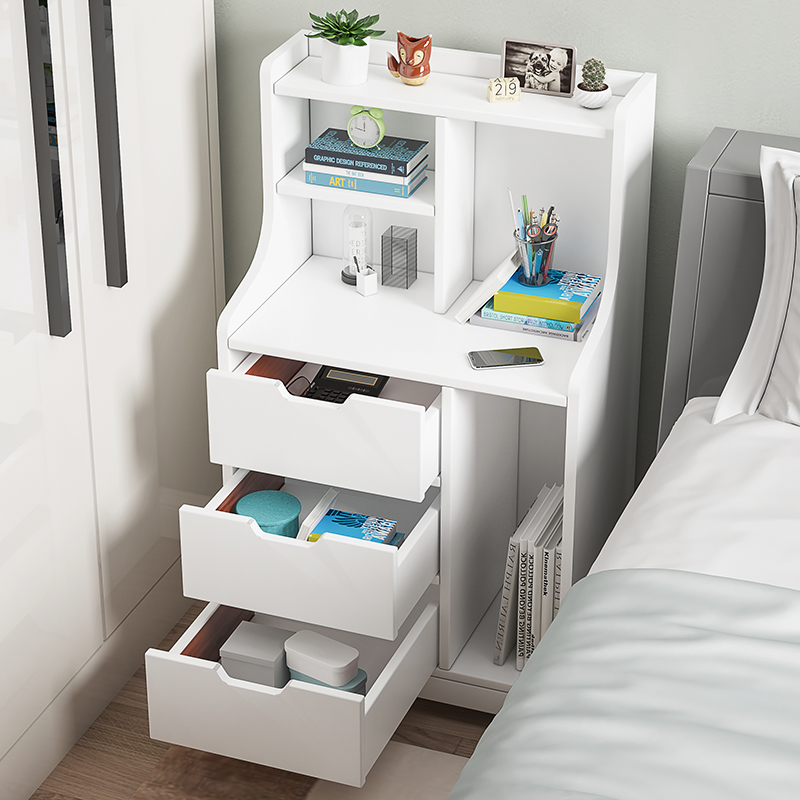 速发床头柜简约木纳柜简易卧室床边小柜子仿实济置物架经收型