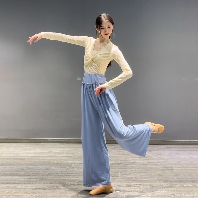 速发舞蹈练功裤腿松练典舞阔宽裤形体训古服装莫代尔直筒裤舞裤
