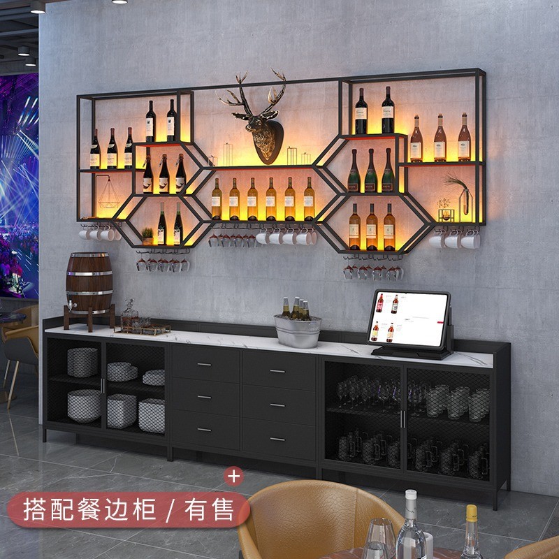轻奢酒吧餐厅壁挂红酒架收纳