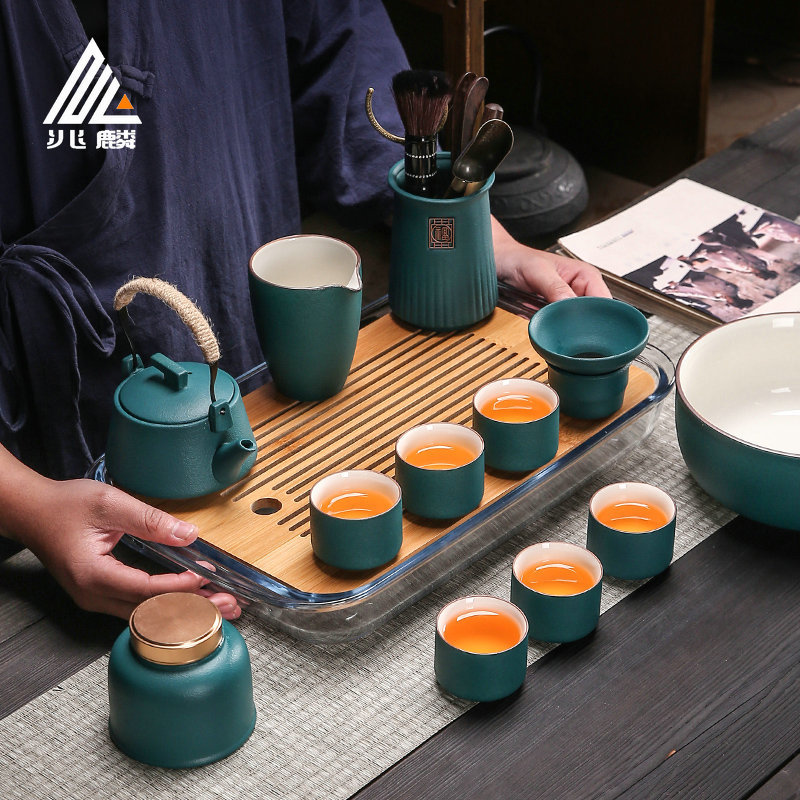 兆麟整套黑陶侧把壶茶具套装办公会客日式茶器泡茶壶干泡茶盘茶台