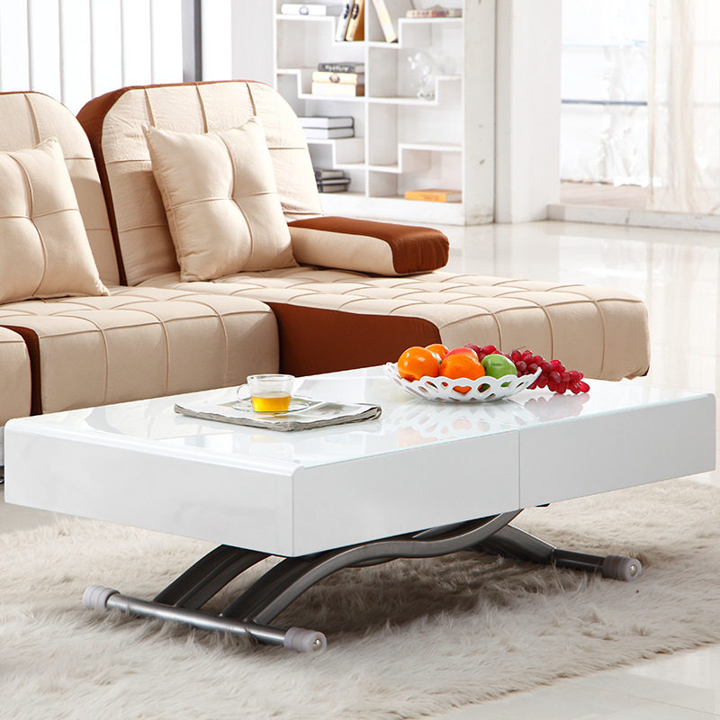 简约现代家用升降茶几餐桌两用长方形岩板饭桌客厅移动伸缩茶几桌