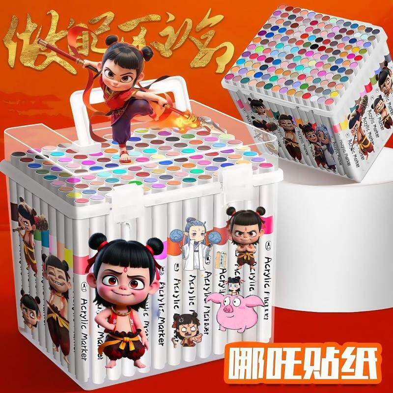 卡通丙烯马克笔画画笔幼儿园小学生不透纸可叠色儿童绘画彩笔套装