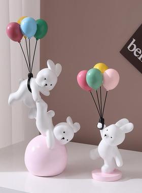 创意小兔子摆件酒柜书架装饰家居客厅儿童房可爱饰品手工乔迁