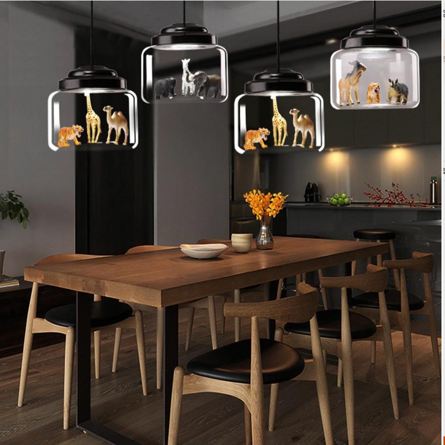 北欧灯具餐厅吊灯咖啡厅服装店创意个性卡通动物儿童房玻璃吊灯