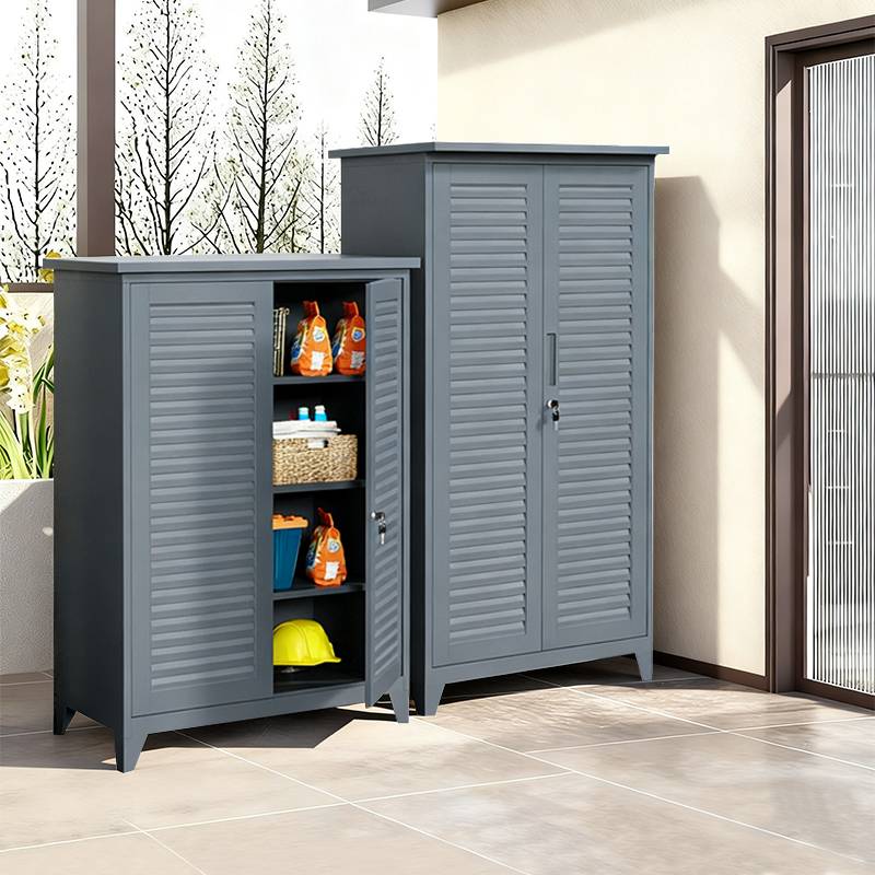 新中式免组装新款阳台露天储物柜防潮防水工具柜门口杂物收纳柜子