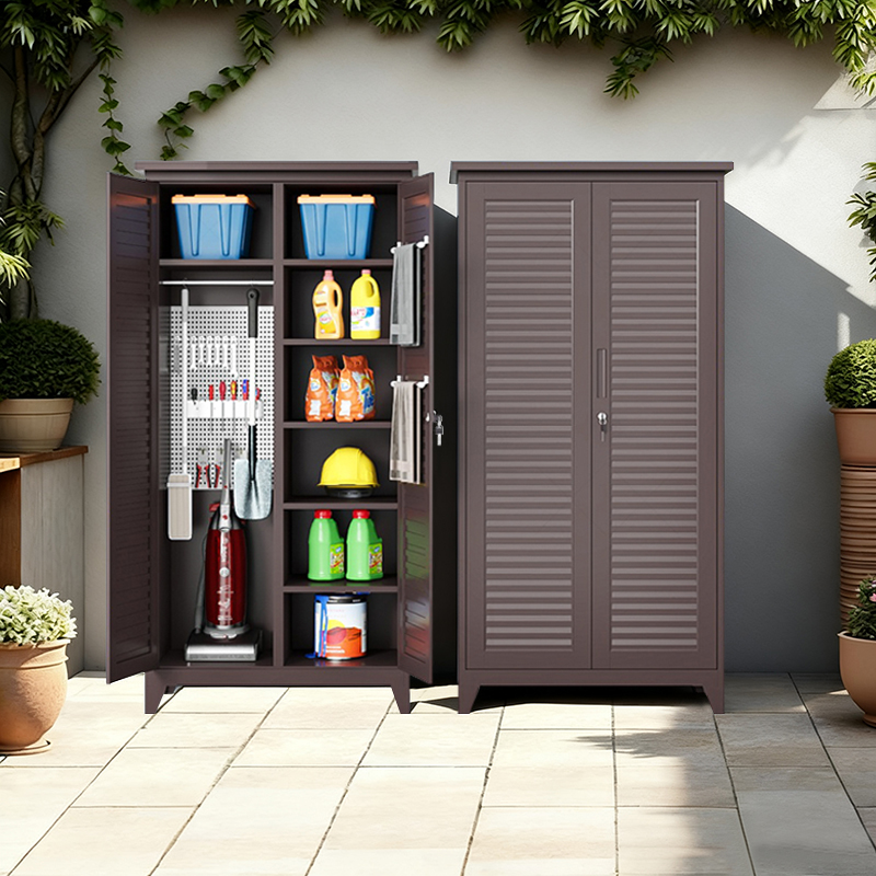 钢制阳台储物柜新款多功能储藏柜防水防晒园艺工具柜露天带雨棚柜