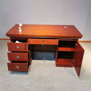 油漆班台实木皮单人电脑桌大班台主管桌职员桌组合经理办公桌中式